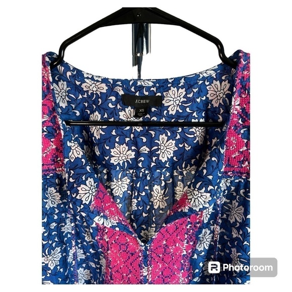 J. Crew Floral Peasant Embroidered Top in Pink, Blue, and White size XS - Picture 4 of 8
